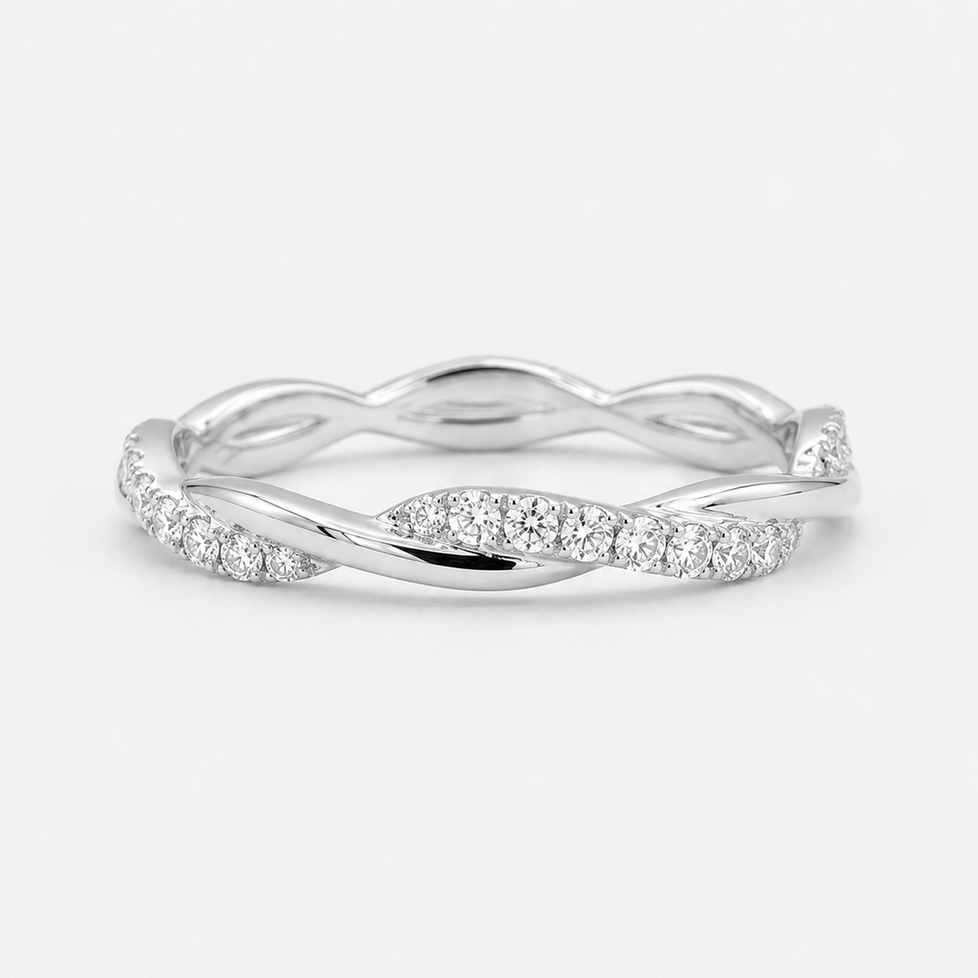 The Vine Twist 1.8mm lab diamond twist band, view 11
