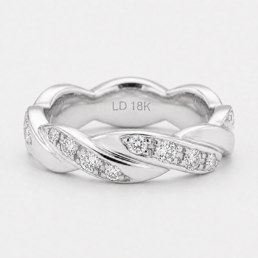 The Vine Twist — 5mm Diamond Wedding Band