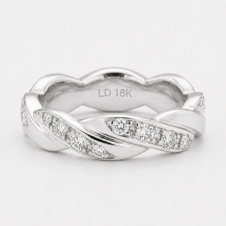 The Vine Twist — 5mm Diamond Wedding Band