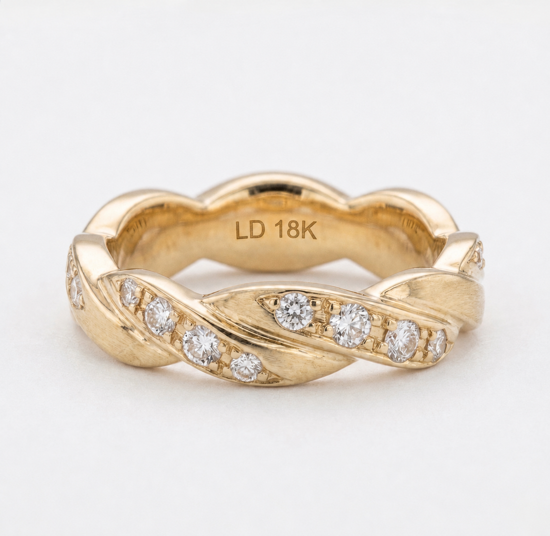 The Vine Twist diamond wedding band, 5mm, view 10