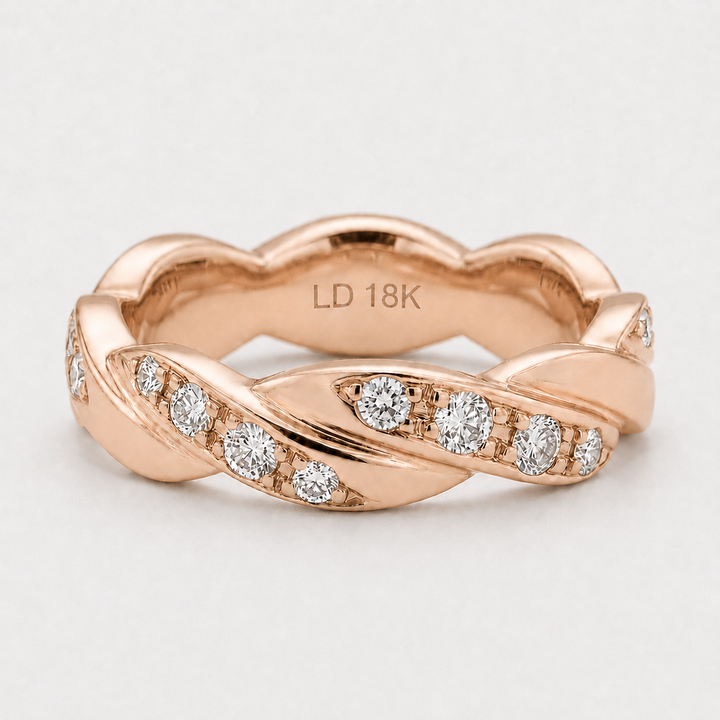 The Vine Twist — 5mm Diamond Wedding Band