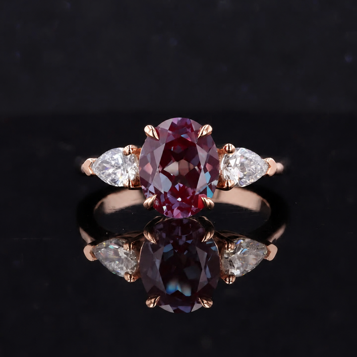 The Virelle — Oval Alexandrite Three-Stone Ring