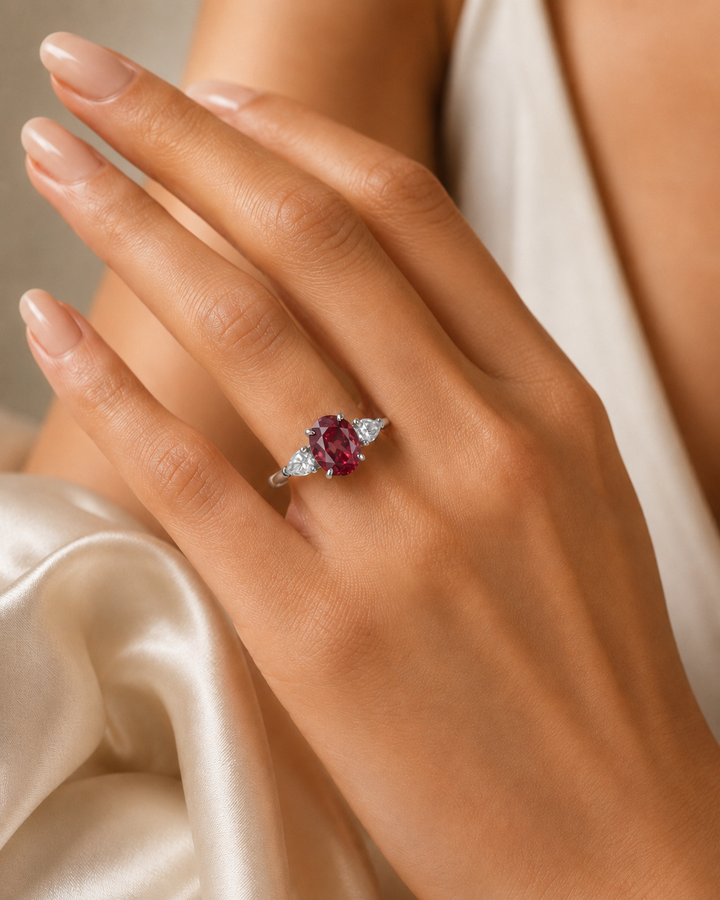 The Virelle — Oval Alexandrite Three-Stone Ring