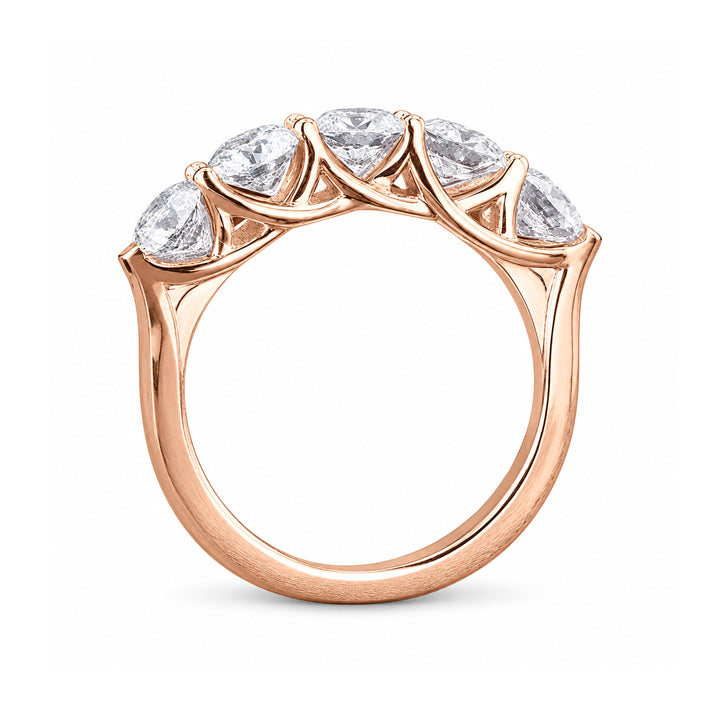 0.75ctw Round Diamond Five-Stone Band (3.5mm) in 14K rose gold, profile