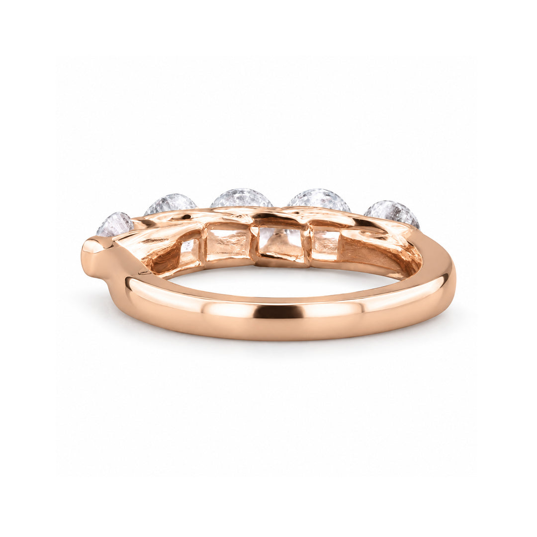 0.75ctw Round Diamond Five-Stone Band (3.5mm) in 14K rose gold, side view
