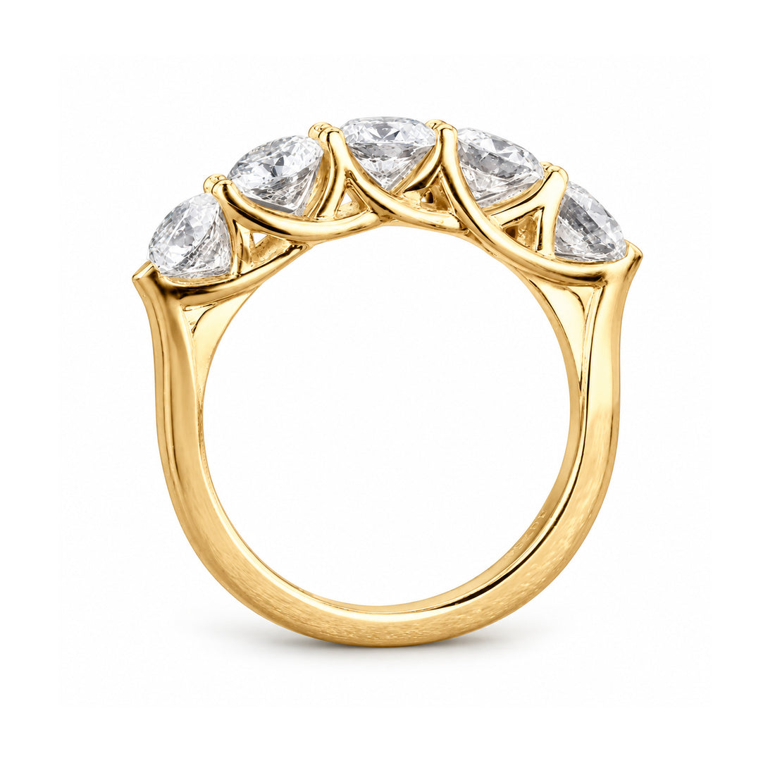 0.75ctw Round Diamond Five-Stone Band (3.5mm) in 14K yellow gold, profile