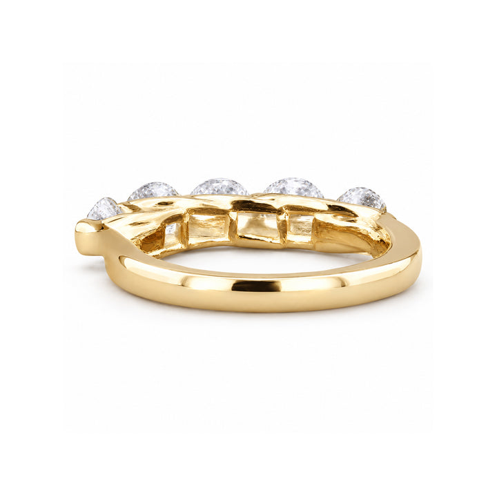 0.75ctw Round Diamond Five-Stone Band (3.5mm) in 14K yellow gold, side view