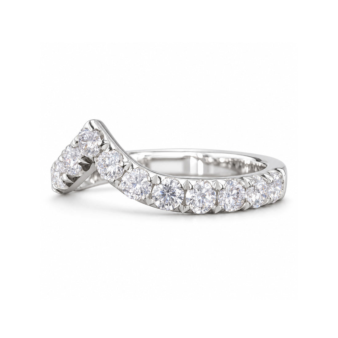 0.80ctw Diamond Chevron Stacking Band (1.8mm) in 14K white gold, angle view
