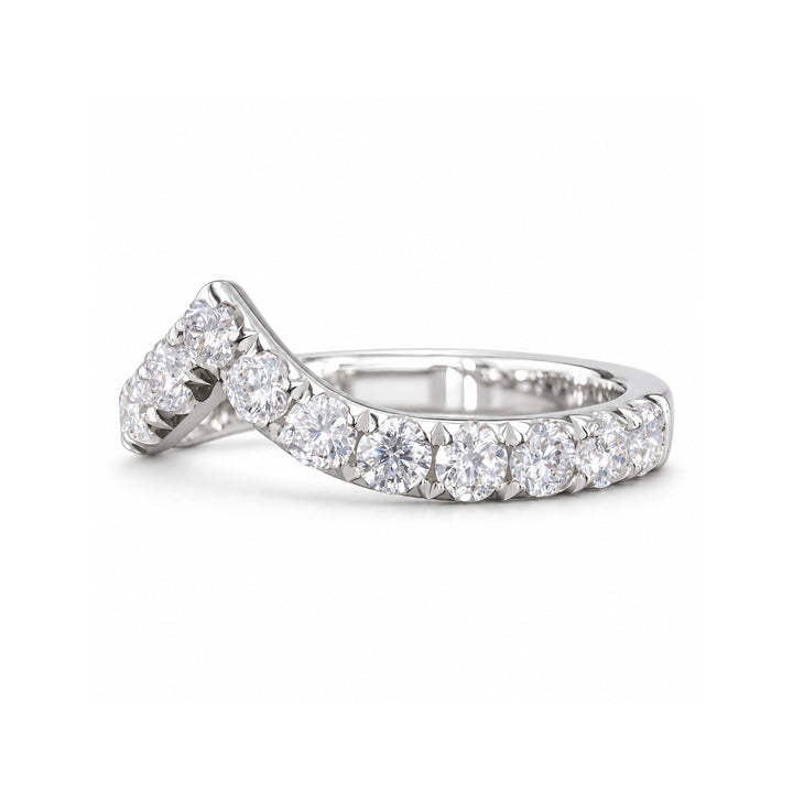 0.80ctw Diamond Chevron Stacking Band (1.8mm) in 14K white gold, angle view