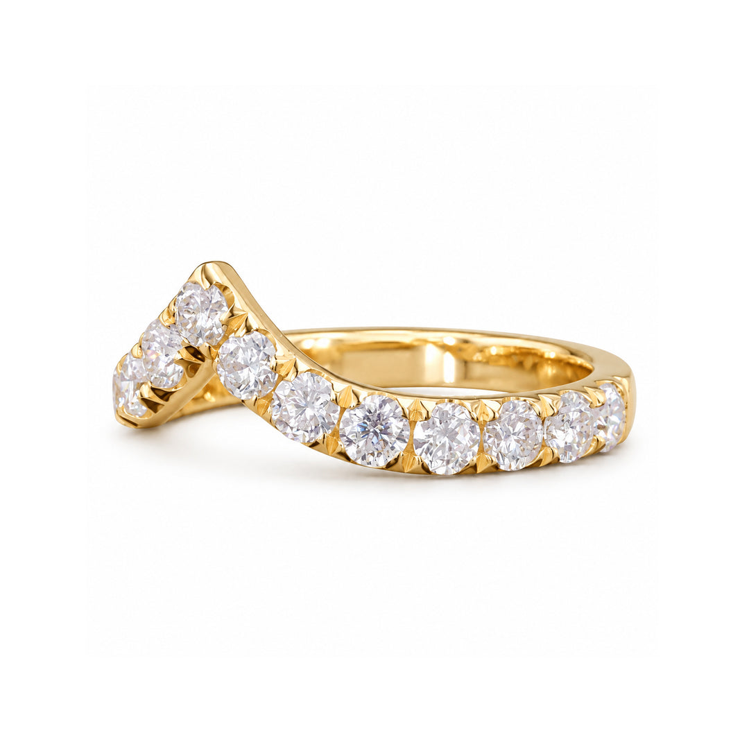 0.80ctw Diamond Chevron Stacking Band (1.8mm) in 14K yellow gold, angle view