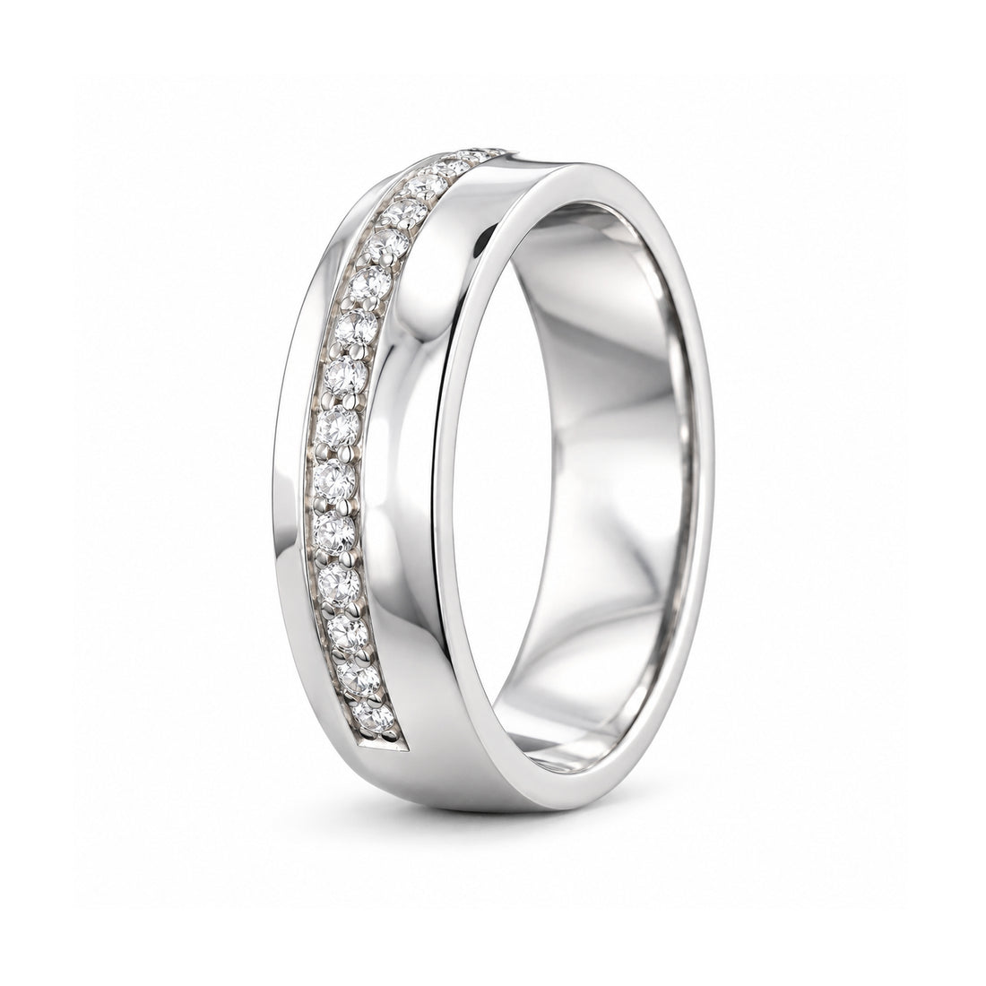 5mm Diamond Accent Band Ring in white gold, standing view