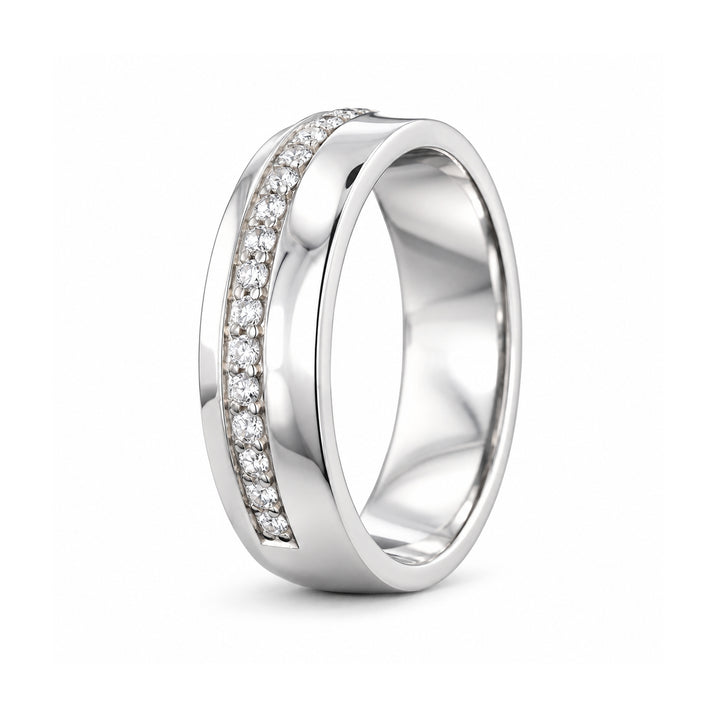 5mm Diamond Accent Band Ring in white gold, standing view