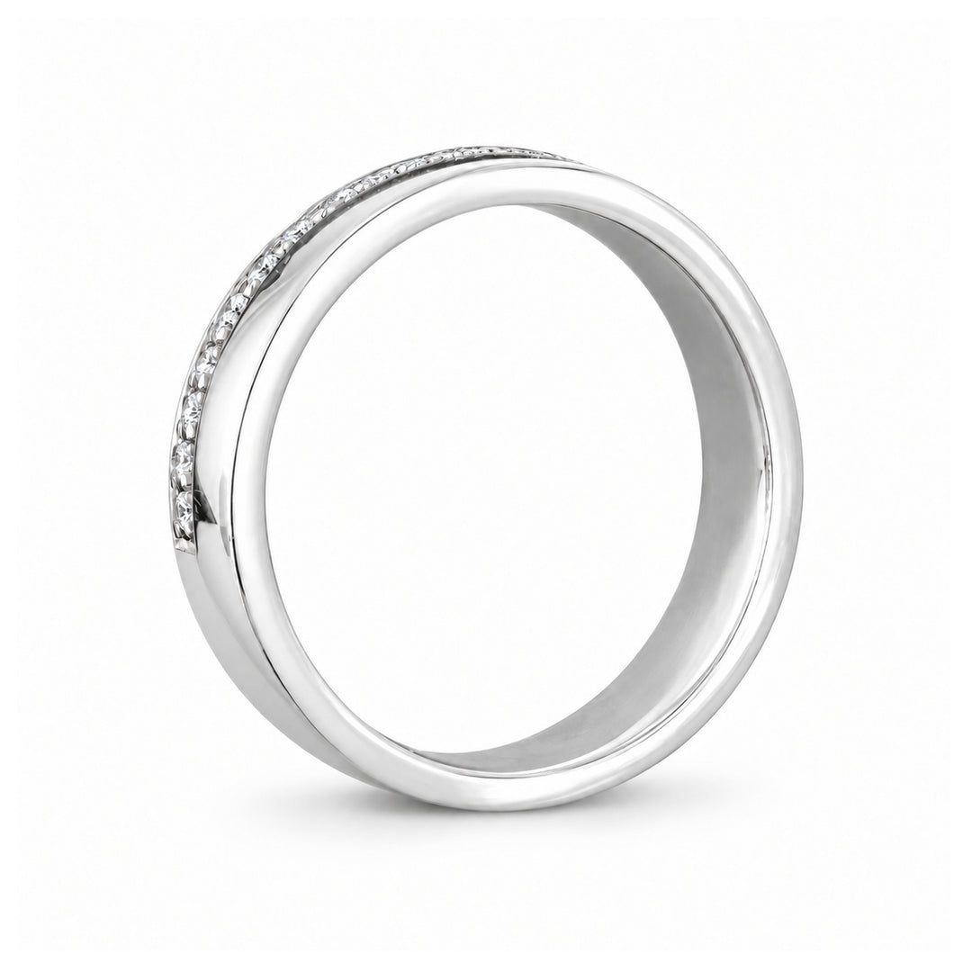 5mm Diamond Accent Band Ring in white gold, profile view