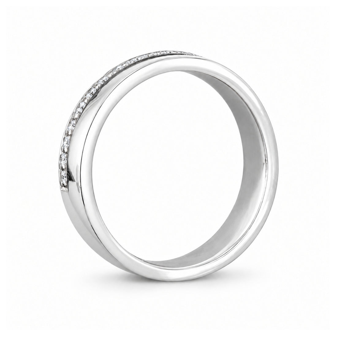 5mm Diamond Accent Band Ring in white gold, profile view