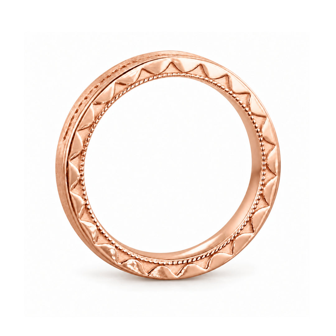 Brushed Diamond Accent Band Ring (3.5mm) in rose gold, profile view