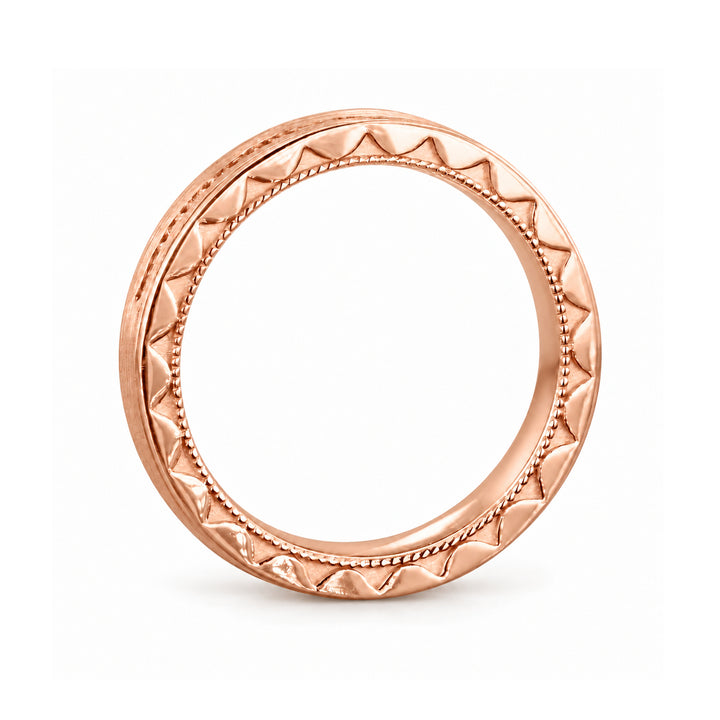 Brushed Diamond Accent Band Ring (3.5mm) in rose gold, profile view