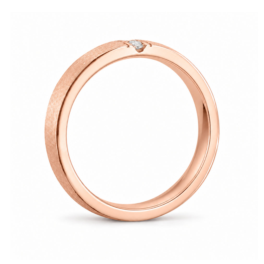 Brushed Vertical Diamond Accent Band Ring (3.5mm) in rose gold, profile view