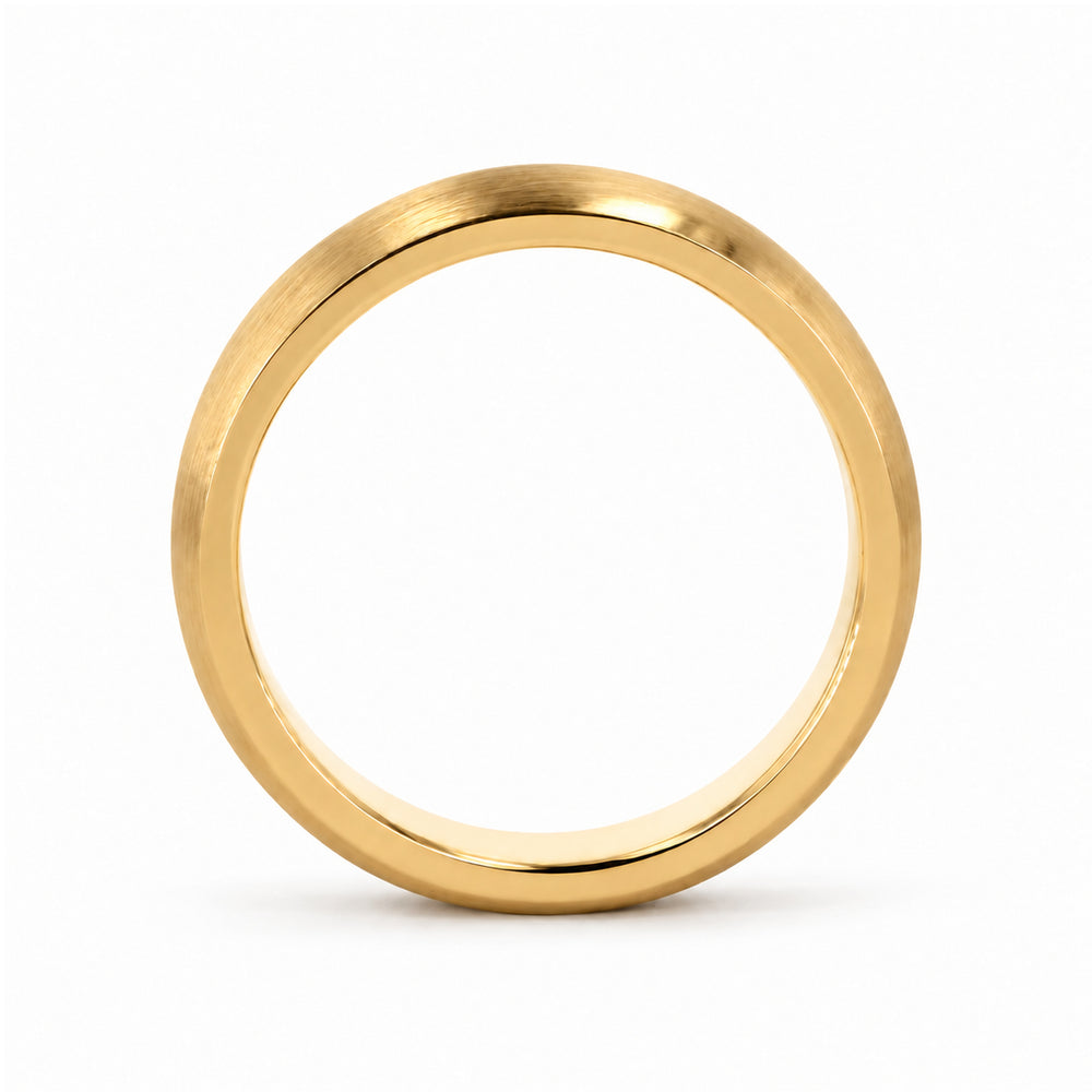 Classic Brushed Wedding Band (5mm) in yellow gold, profile view