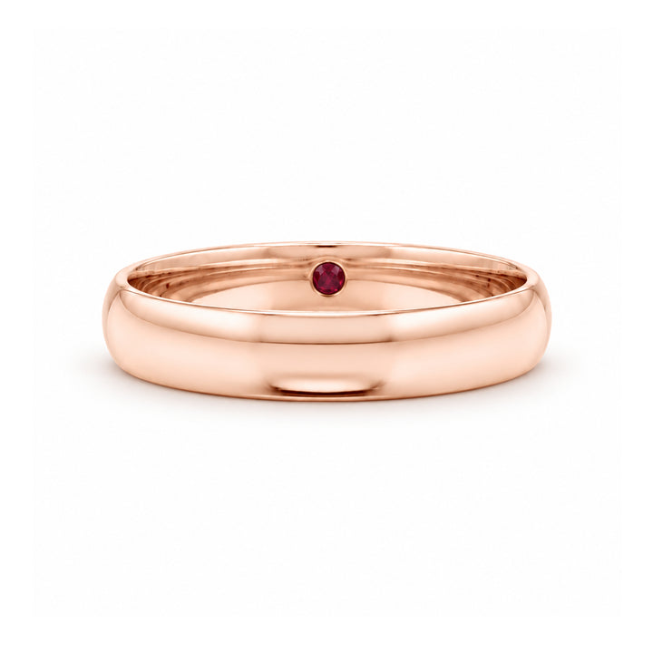 Custom Birthstone Inlay Band Ring – 3.5mm High Polish in rose gold