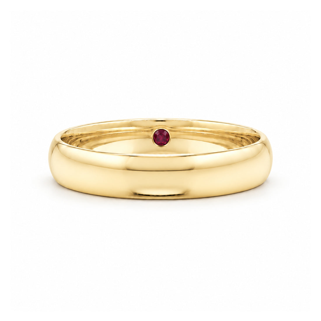 Custom Birthstone Inlay Band Ring – 3.5mm High Polish in yellow gold