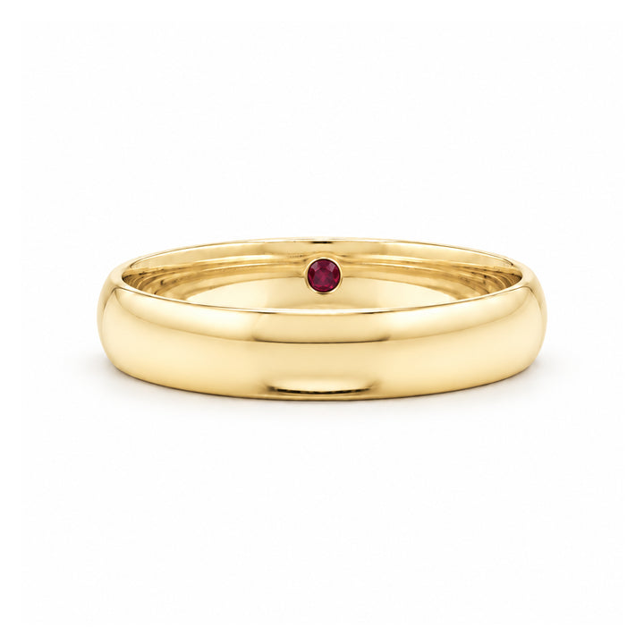 Custom Birthstone Inlay Band Ring – 3.5mm High Polish in yellow gold