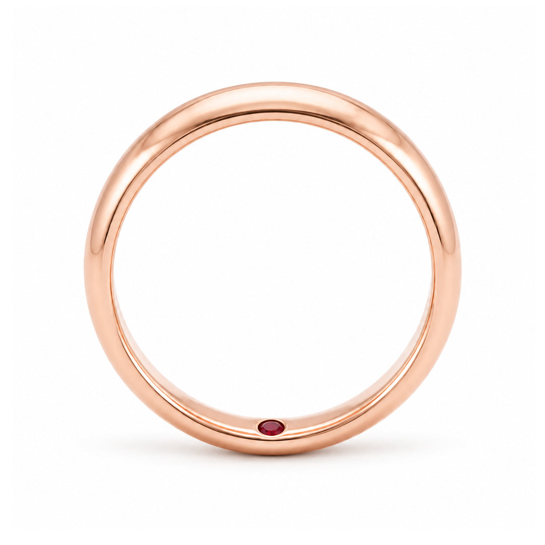 Custom Birthstone Inlay Band Ring – 5mm High Polish in rose gold, profile view