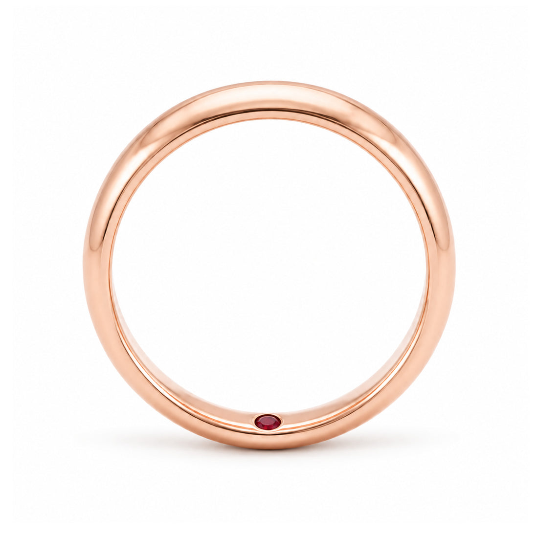 Custom Birthstone Inlay Band Ring – 5mm High Polish in rose gold, profile view