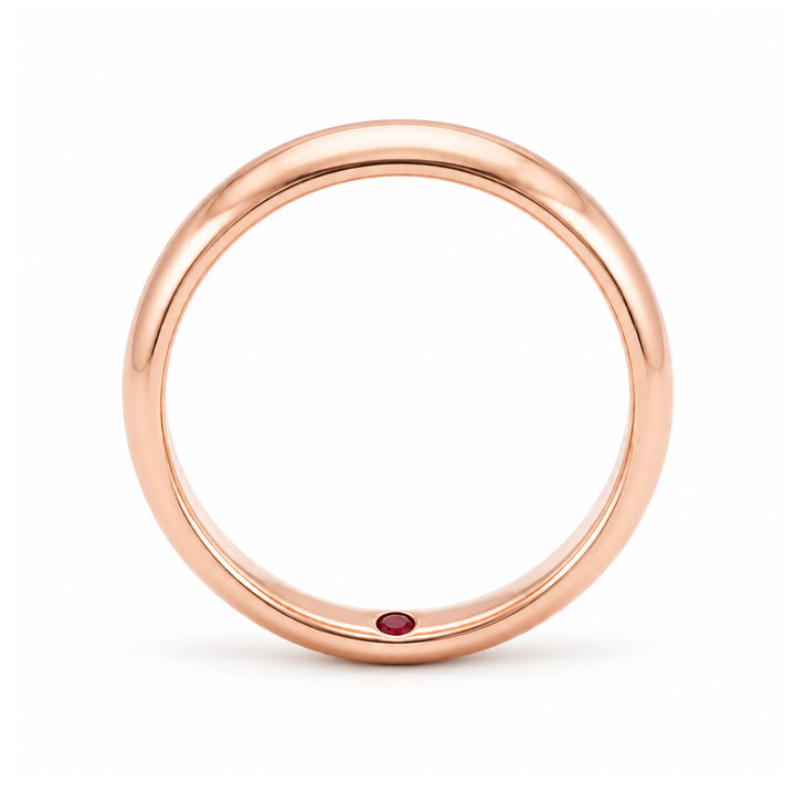 Custom Birthstone Inlay Band Ring – 5mm High Polish in rose gold, profile view