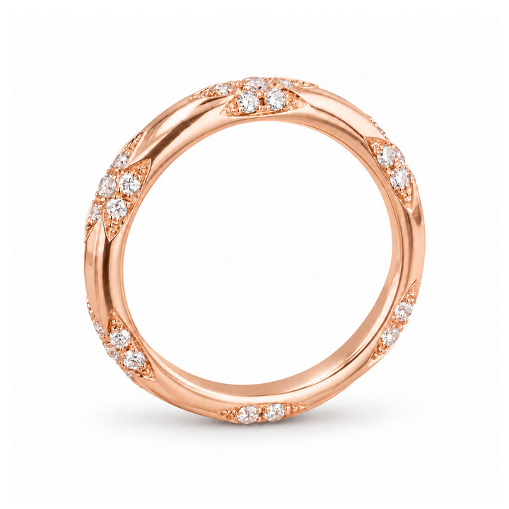 The Aveline — 3mm Diamond Accent Band (0.11ctw) in rose gold, profile view