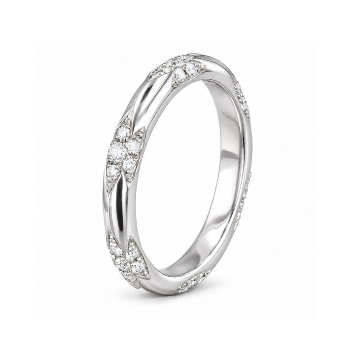 The Aveline — 3mm Diamond Accent Band (0.11ctw) in white gold, standing view