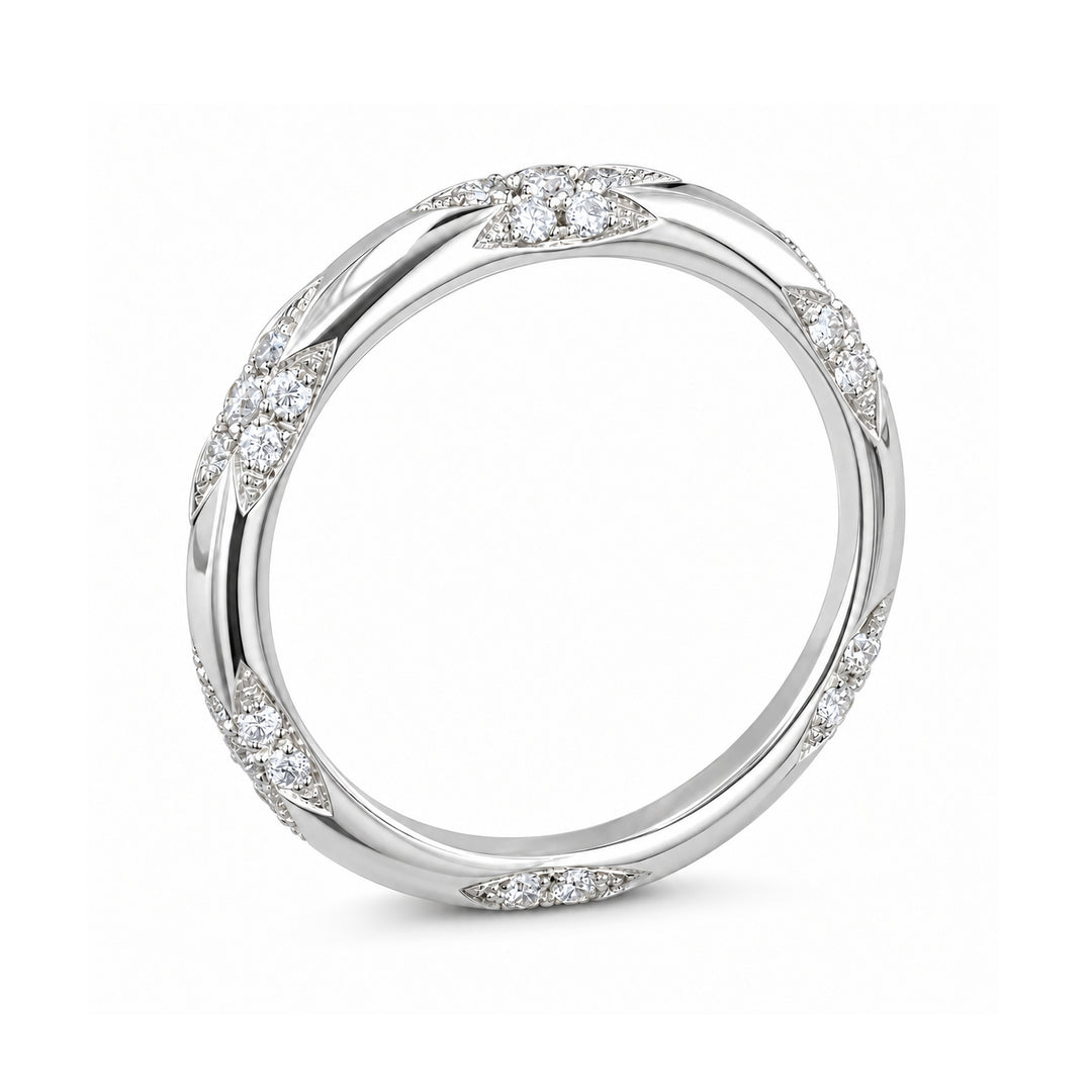 The Aveline — 3mm Diamond Accent Band (0.11ctw) in white gold, profile view