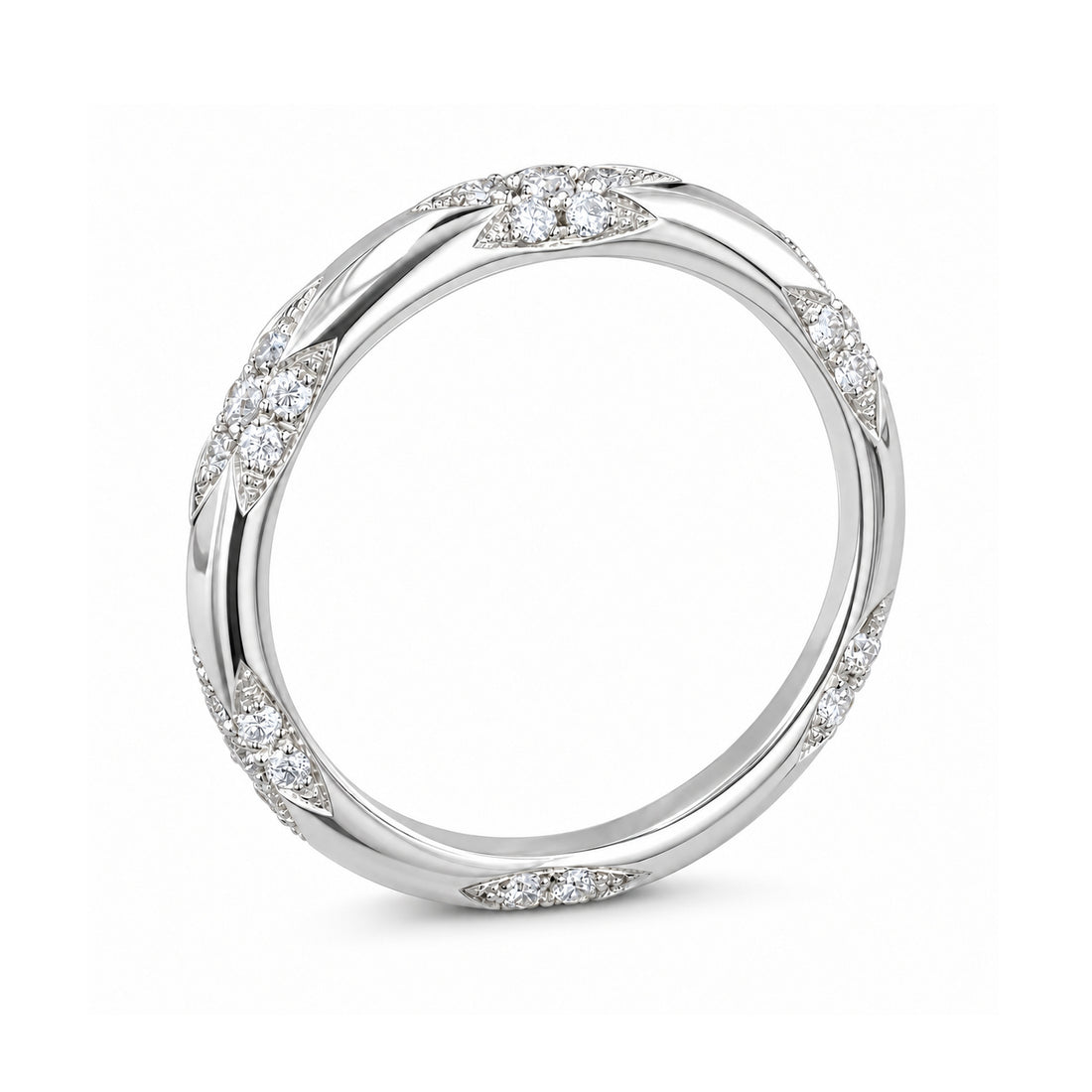 The Aveline — 3mm Diamond Accent Band (0.11ctw) in white gold, profile view