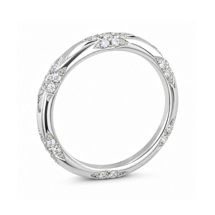 The Aveline — 3mm Diamond Accent Band (0.11ctw) in white gold, profile view