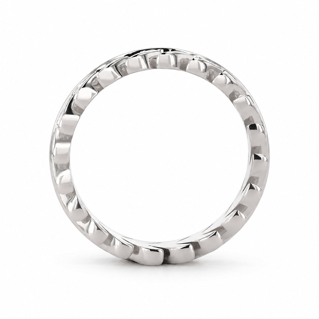 The Laurel — 3.5mm Solid Gold/Platinum Wedding Band in 14K white gold, profile