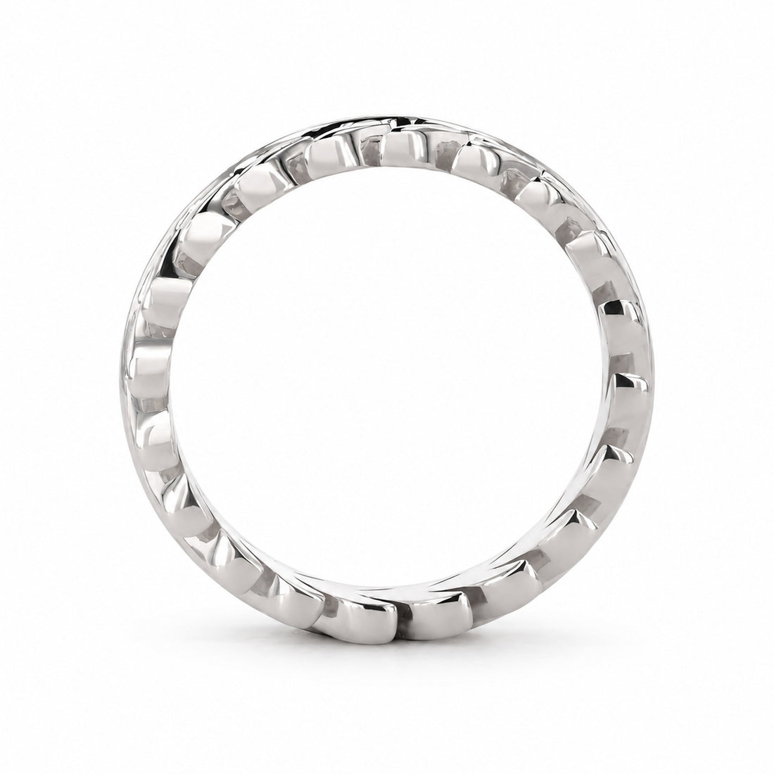 The Laurel — 3.5mm Solid Gold/Platinum Wedding Band in 14K white gold, profile