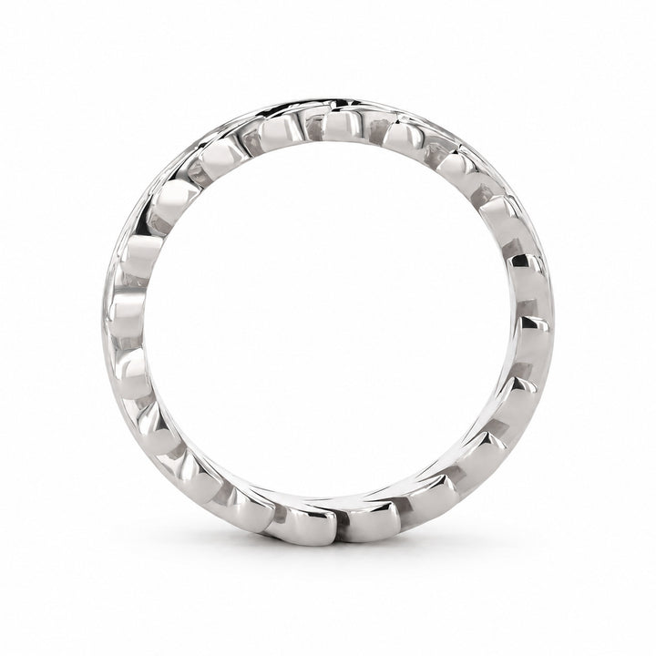 The Laurel — 3.5mm Solid Gold/Platinum Wedding Band in 14K white gold, profile