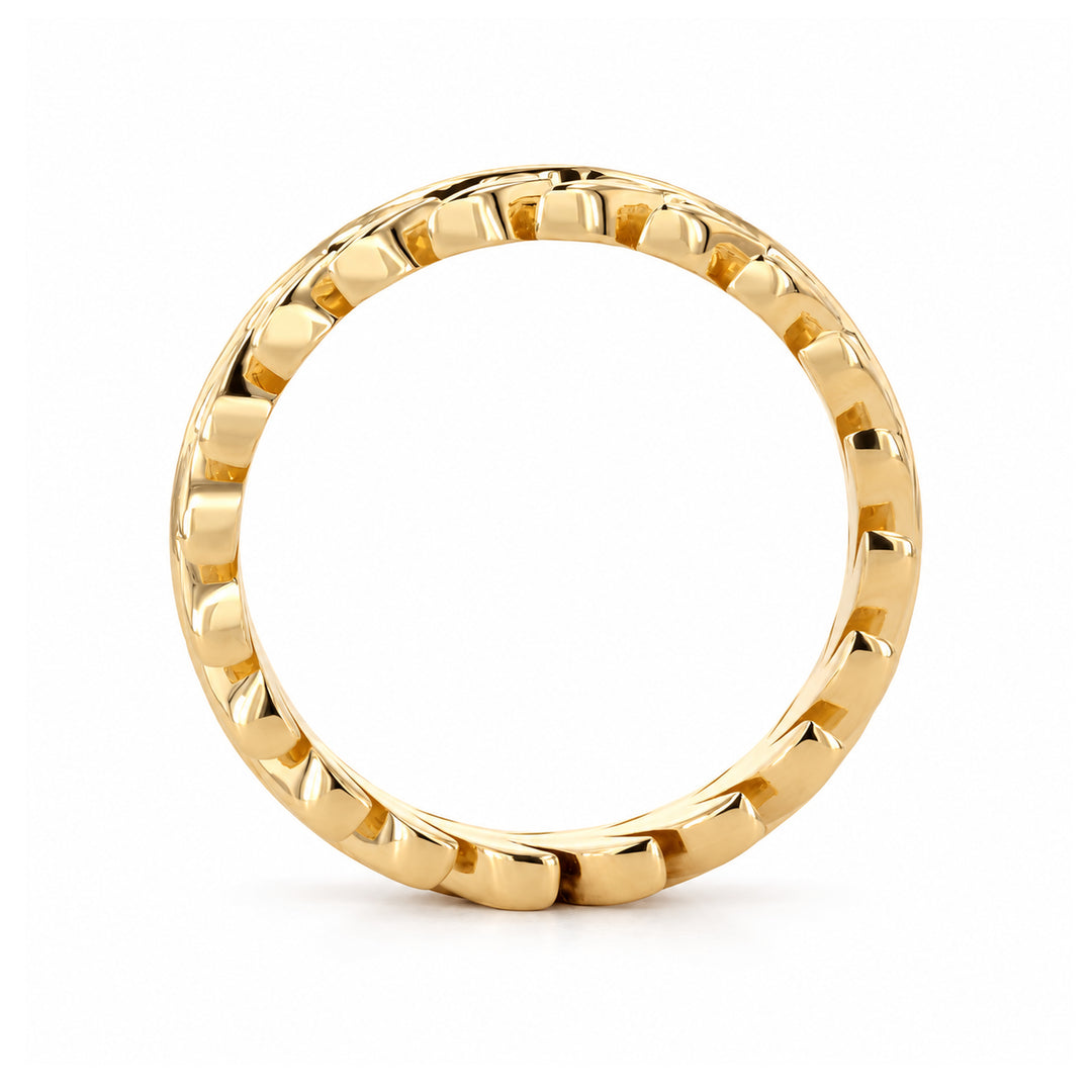The Laurel — 3.5mm Solid Gold/Platinum Wedding Band in 14K yellow gold, profile