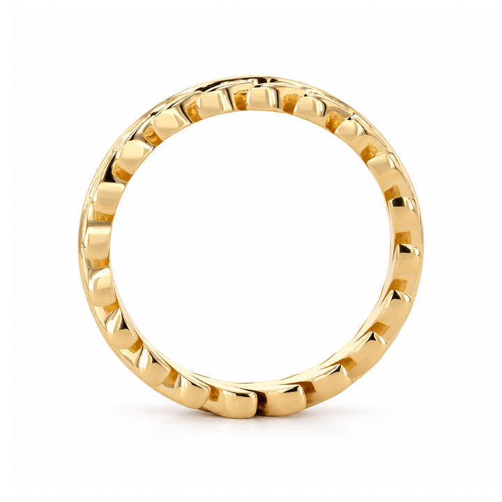 The Laurel — 3.5mm Solid Gold/Platinum Wedding Band in 14K yellow gold, profile