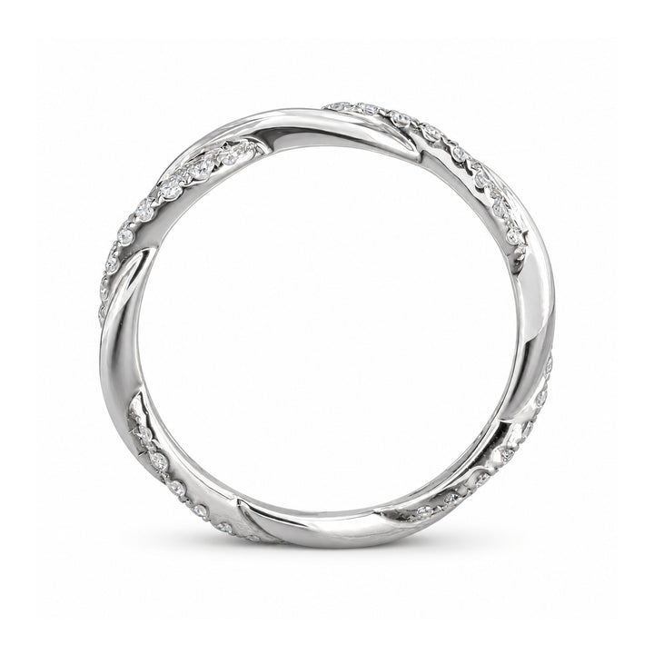 The Vine Twist — 1.8mm Diamond Wedding Band (0.20ctw) in 14K white gold, profile