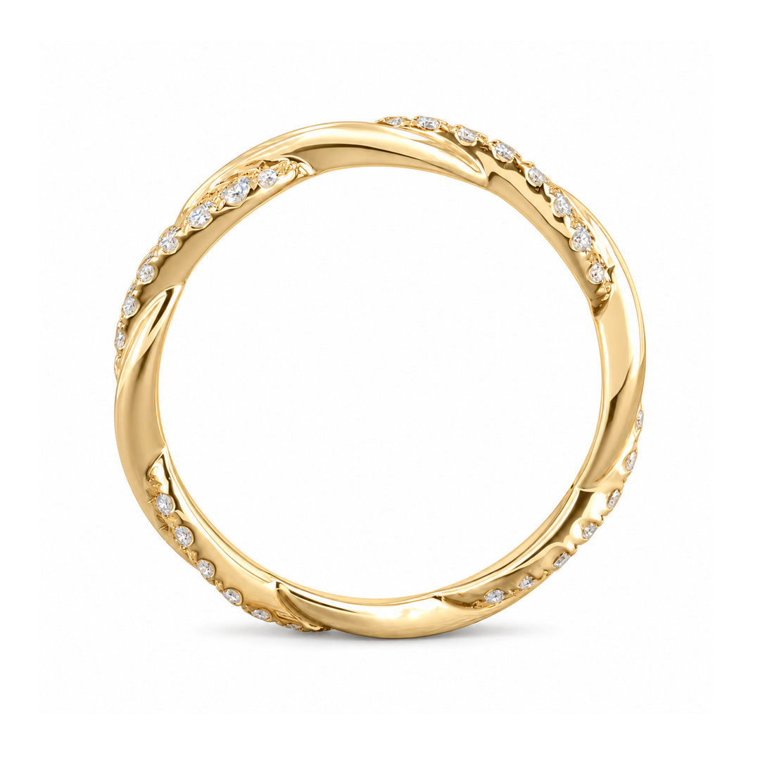 The Vine Twist — 1.8mm Diamond Wedding Band (0.20ctw) in 14K yellow gold, profile