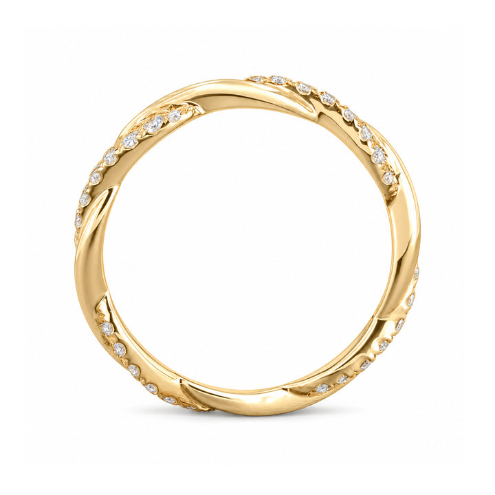 The Vine Twist — 1.8mm Diamond Wedding Band (0.20ctw) in 14K yellow gold, profile