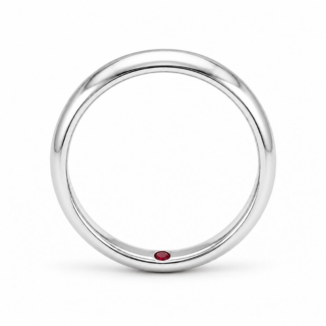 Custom Birthstone Inlay Band Ring – 5mm High Polish in white gold, profile view