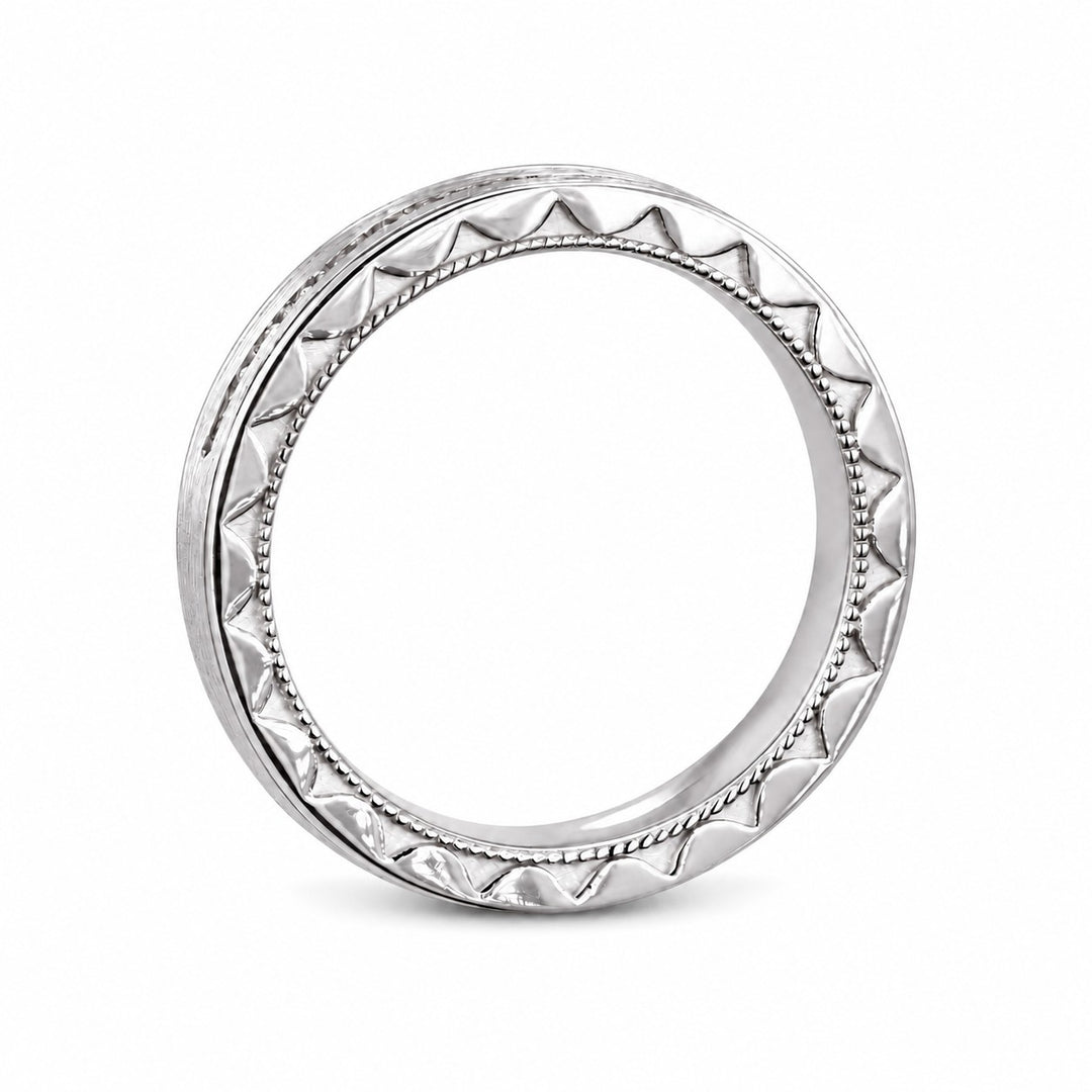 Brushed Diamond Accent Band Ring (3.5mm) in white gold, profile view
