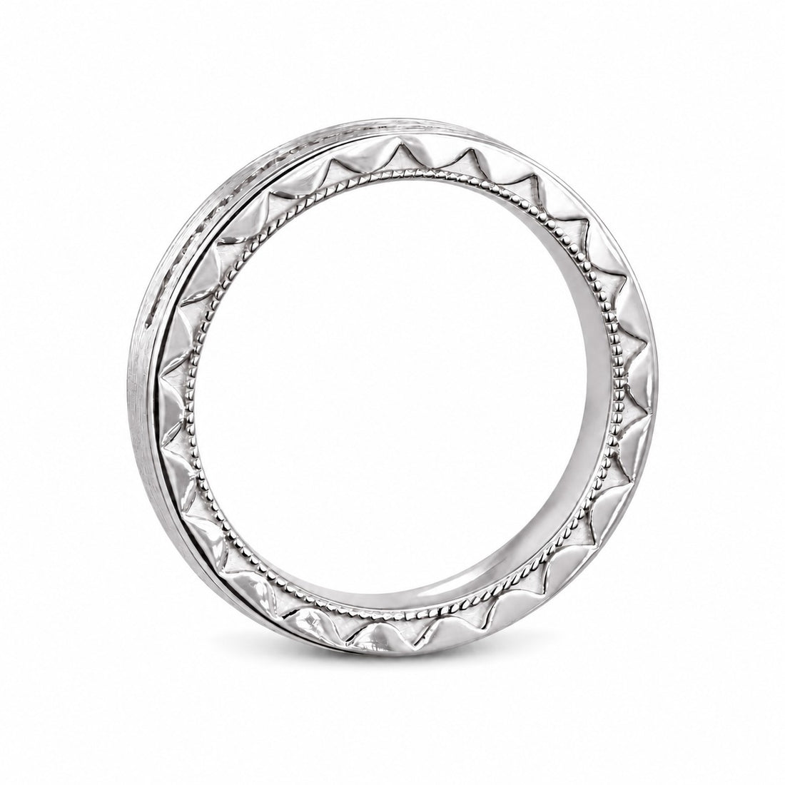 Brushed Diamond Accent Band Ring (3.5mm) in white gold, profile view