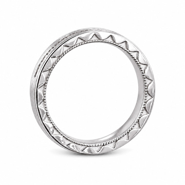 Brushed Diamond Accent Band Ring (3.5mm) in white gold, profile view