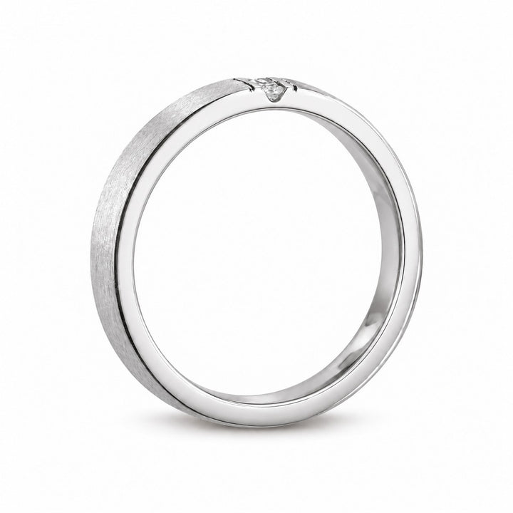 Brushed Vertical Diamond Accent Band Ring (3.5mm) in white gold, profile view