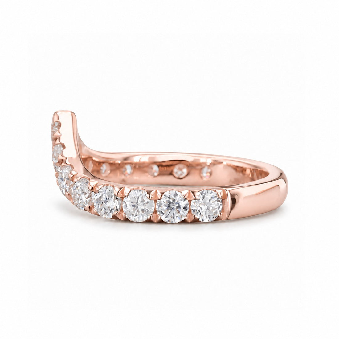 0.80ctw Diamond Chevron Stacking Band (1.8mm) side view in 14K Rose Gold