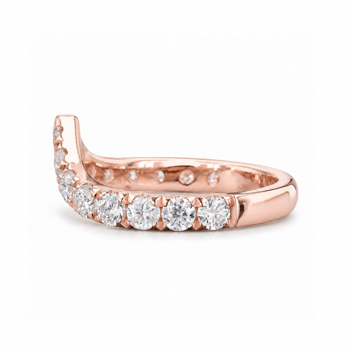 0.80ctw Diamond Chevron Stacking Band (1.8mm) side view in 14K Rose Gold