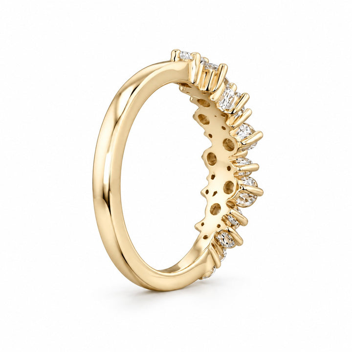 0.53ctw Diamond Cluster Wedding Band (4mm) in yellow gold, angled view