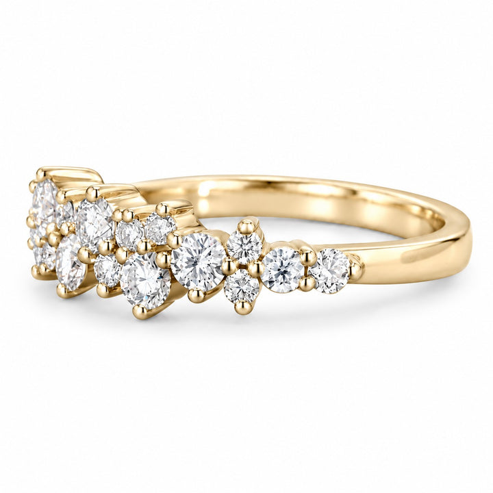0.53ctw Diamond Cluster Wedding Band (4mm) in yellow gold, profile view